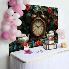 Lofaris Verwunschener Garten Hochzeit Hintergrund Vintage Uhr Rote Rosen Romantisch