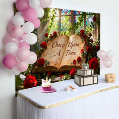 Lofaris Märchenbuch Hochzeit Hintergrund Es war einmal Rote Rosen Buntglasfenster