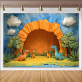 Lofaris Süße Cartoon Dinosaurier Höhle Geburtstag Cake Smash Hintergrund Dschungel