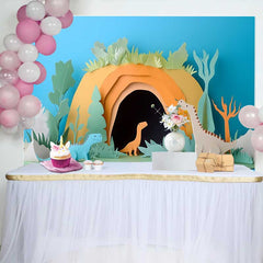 Lofaris Süße Papierschnitt Dinosaurier Prähistorische Höhle Geburtstag Hintergrund
