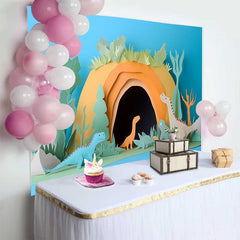 Lofaris Süße Papierschnitt Dinosaurier Prähistorische Höhle Geburtstag Hintergrund