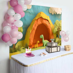 Lofaris Entzückende Papierkunst Dinosaurier Geburtstag Hintergrund Prähistorische Höhle
