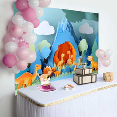 Lofaris Süße Papierkunst Dinosaurier Geburtstag Hintergrund Prähistorische Höhle