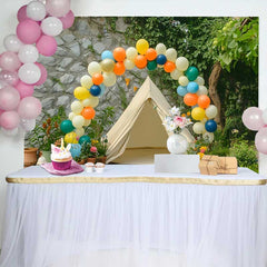 Lofaris Bunter Ballonbogen Outdoor Zelt Geburtstag Hintergrund Natürliche Gartenparty