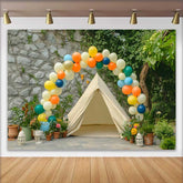Lofaris Bunter Ballonbogen Outdoor Zelt Geburtstag Hintergrund Natürliche Gartenparty