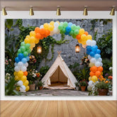 Lofaris Regenbogen Ballonbogen Tipi Zelt Geburtstag Hintergrund Outdoor Party Deko