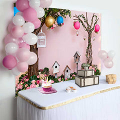 Lofaris Pinker Verwunschener Garten Frühling Hintergrund Üppige Blumen Babyparty