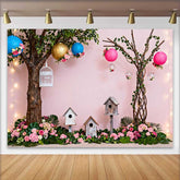 Lofaris Pinker Verwunschener Garten Frühling Hintergrund Üppige Blumen Babyparty