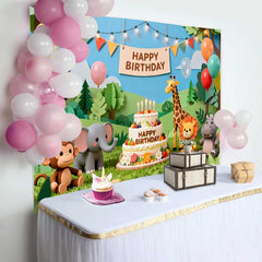 Lofaris Papierschnitt Dschungel Safari Tiere Geburtstag Fotohintergrund Wild One Thema Torte Party Deko