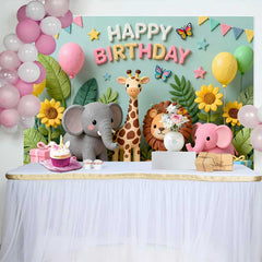 Lofaris Süße Safari Dschungel Tiere Geburtstag Fotohintergrund Happy Birthday Ballons Geschenke Deko