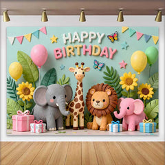 Lofaris Süße Safari Dschungel Tiere Geburtstag Fotohintergrund Happy Birthday Ballons Geschenke Deko