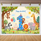 Lofaris Aquarell Dschungel Tiere Erster Geburtstag Fotohintergrund Happy Birthday Nummer Eins Dekoration