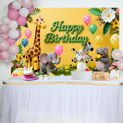 Lofaris Süße Safari Tiere Happy Birthday Fotohintergrund Giraffe Elefant Zebra Kinder Party Dekoration