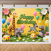 Lofaris Süße Safari Tiere Happy Birthday Fotohintergrund Giraffe Elefant Zebra Kinder Party Dekoration