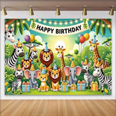 Lofaris Entzückende Dschungel Safari Tiere Geburtstag Fotohintergrund Happy Birthday Banner Partyhüte