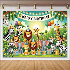Lofaris Entzückende Dschungel Safari Tiere Geburtstag Fotohintergrund Happy Birthday Banner Partyhüte