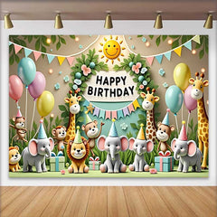Lofaris Entzückende Dschungel Safari Tiere Geburtstag Fotohintergrund Happy Birthday Schild Ballons Deko