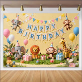 Lofaris Süße Wunderliche Dschungel Tiere Happy Birthday Fotohintergrund Elefant Löwe Affe Giraffe Party