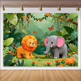 Lofaris Entzückende Löwe Elefant Dschungel Safari Geburtstag Fotohintergrund Wild One Thema Babyparty