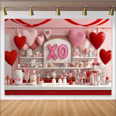 Lofaris Rosa-roter Glitzer-XO-Herzen-Hintergrund, für Valentinstagspartys und romantische Feiern, süße Candybar-Kulisse