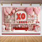 Lofaris Rosa und roter Herz-XO-Süßigkeiten-Partyhintergrund, für Valentinstag und romantische Feiern, Candybar-Kulisse