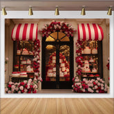 Lofaris Rote Rosen Rosa Blumen Kuchen Schaufenster Partyhintergrund, für Hochzeit Valentinstag und Jubiläum, Fotostudio-Requisiten