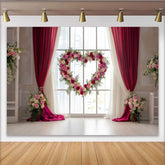 Lofaris Romantischer Herz-Blumen-Fotohintergrund, Fensterkulisse für Hochzeiten, Valentinstag und Verlobungen
