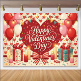 Lofaris Romantischer roter und rosa Valentinstags-Partyhintergrund, mit Ballons, Geschenken und Kerzen, für Paare und Verliebte
