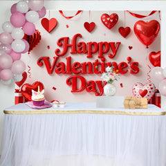 Lofaris Rote Herzen Ballons Bänder Konfetti Valentinstag Hintergrund, für romantische Feiern, professionelle Fotostudio-Requisiten