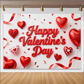 Lofaris Rote Herzen Ballons Bänder Konfetti Valentinstag Hintergrund, für romantische Feiern und Paare, Fotostudio-Requisiten