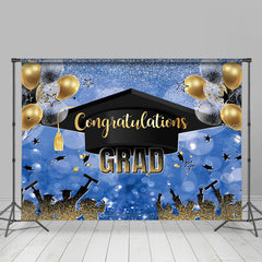 Blau Schwarz Deckel Ballon Bokeh Glückwunsch Grad Hintergrund