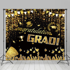 Schwarz Gold Kappen Herzlichen Glückwunsch Grad Party Hintergrund