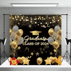 Schwarz Gold Luftballons Geschenke Klasse 2024 Grad Hintergrund