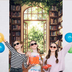 Lofaris Sonnige Bibliothek Hintergrund Bogenfenster Frühlingsgarten