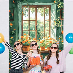 Lofaris Frisches Grünes Zimmer Hintergrund Fensterbank Blumen