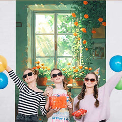 Lofaris Schlichtes Grünes Fenster Hintergrund Weißer Stuhl