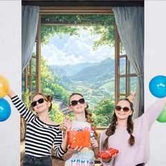 Lofaris Japanischer Zen Raum Hintergrund Runder Teppich Bergblick