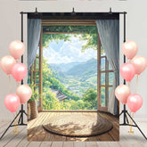 Lofaris Japanischer Zen Raum Hintergrund Runder Teppich Bergblick