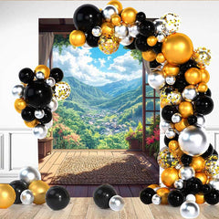 Lofaris Bergterrasse Hintergrund Webmatte Walddorf Aussicht