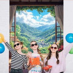 Lofaris Bergterrasse Hintergrund Webmatte Walddorf Aussicht