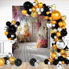 Lofaris Heller Blumenflur Hintergrund Bunte Blüten Holzboden