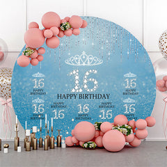 Blau Silber Funkeln Runden 16 Geburtstag Hintergrund