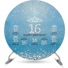 Blau Silber Funkeln Runden 16 Geburtstag Hintergrund