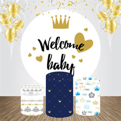 Golden Krone Herz Runden Baby Dusche Hintergrund Bausatz