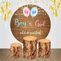 Braun Holz Fußabdruck Runden Baby Dusche Hintergrund Bausatz
