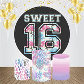 Lila Blumen Blatt Runden 16 Geburtstag Hintergrund Bausatz