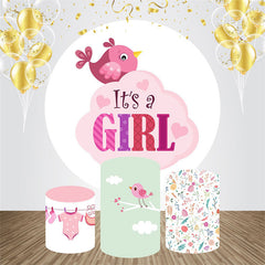Rosa Wolke Vogel Herz Runden Baby Dusche Hintergrund Bausatz