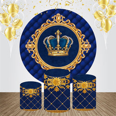 königlich Blau Gold Krone Runden Geburtstag Hintergrund Bausatz