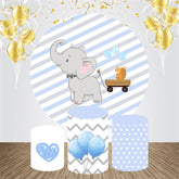 Blau Wenig Elefant Runden Baby Dusche Hintergrund Bausatz