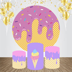 Geschmolzen Eis Creme Waffeln Runden Geburtstag Hintergrund Bausatz
